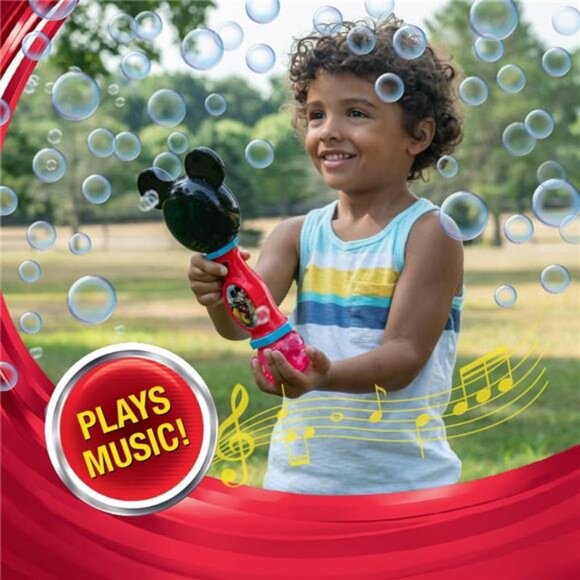 Little Kids Disney Mickey Mouse Light and Sound Musical Bubble Wand, Includes - Picture 4 of 7